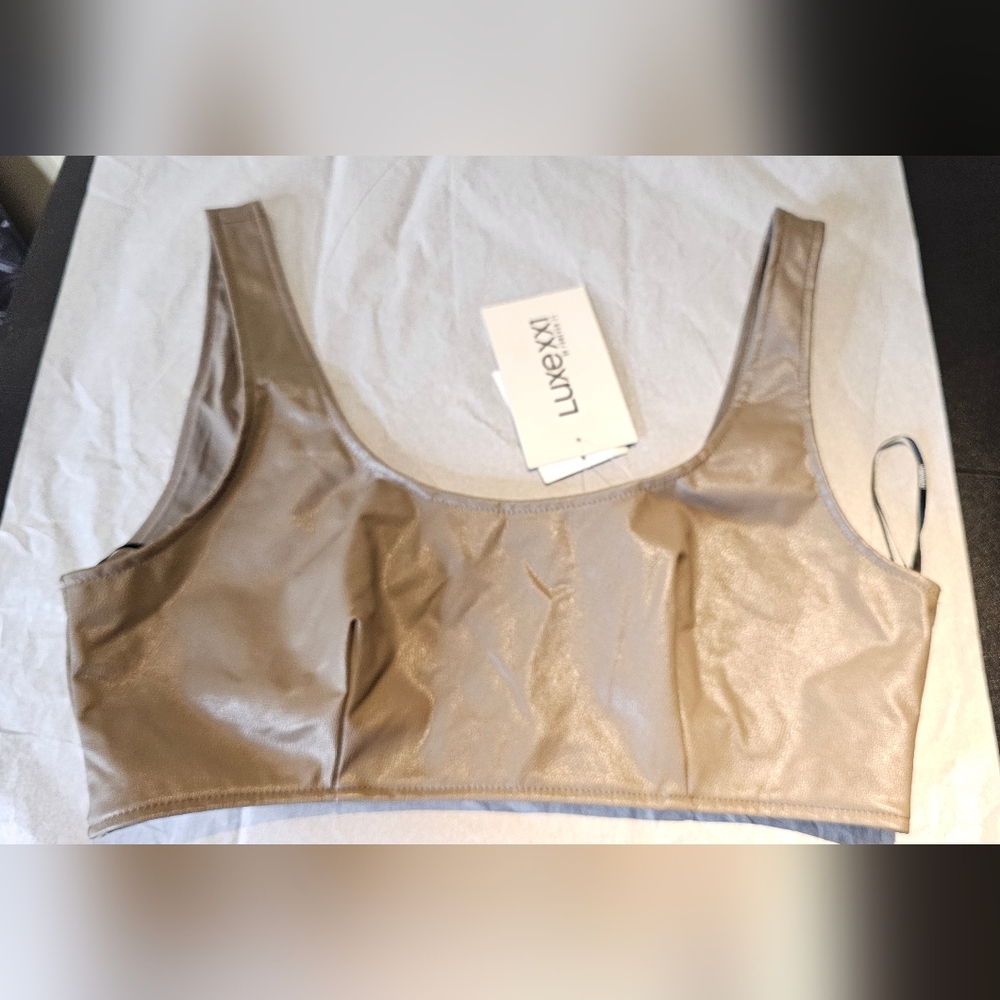 NWT Forever 21 Faux Leather Bralet Crop Top Size Medium